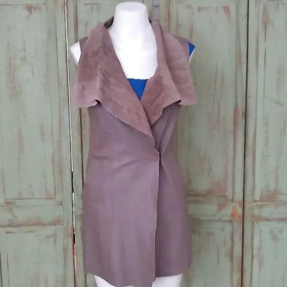Los Angeles Leather Vest sleeveless Brown NWT - Picture 1 of 8